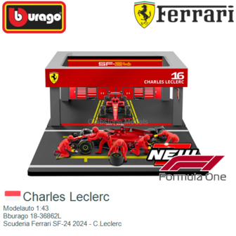 Modelauto 1:43 | Bburago 18-36862L | Scuderia Ferrari SF-24 2024 - C.Leclerc