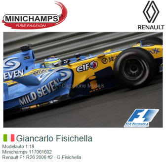 Modelauto 1:18 | Minichamps 117061602 | Renault F1 R26 2006 #2 - G.Fisichella