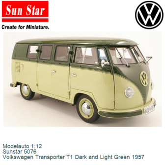 Modelauto 1:12 | Sunstar 5076 | Volkswagen Transporter T1 Dark and Light Green 1957