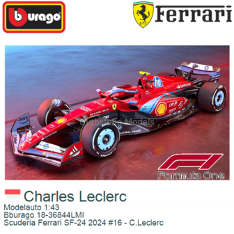 Modelauto 1:43 | Bburago 18-36844LMI | Scuderia Ferrari SF-24 2024 #16 - C.Leclerc