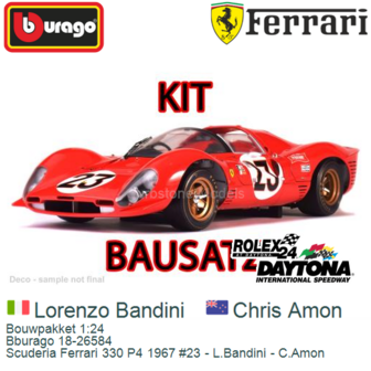 Bouwpakket 1:24 | Bburago 18-26584 | Scuderia Ferrari 330 P4 1967 #23 - L.Bandini - C.Amon