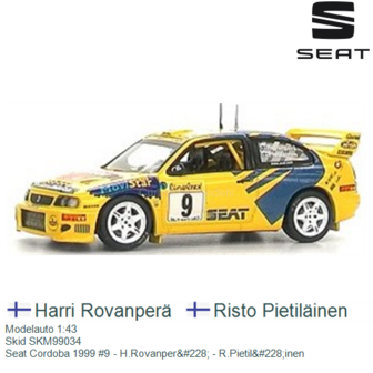 Modelauto 1:43 | Skid SKM99034 | Seat Cordoba 1999 #9 - H.Rovanper&amp;#228; - R.Pietil&amp;#228;inen