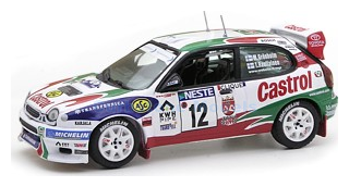 Modelauto 1:43 | Skid SKM99008 | Toyota Corolla 1998 #12 - M.Gr&ouml;nholm - T.Rautiainen - M.Gronholm