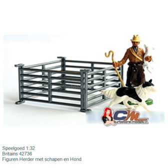 Speelgoed 1:32 | Britains 42736 | Figuren Herder met schapen en Hond