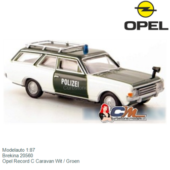 Modelauto 1:87 | Brekina 20560 | Opel Record C Caravan Wit / Groen