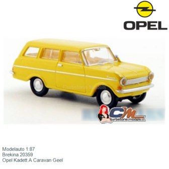 Modelauto 1:87 | Brekina 20359 | Opel Kadett A Caravan Geel