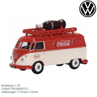 Modelauto 1:76 | Oxford 76VWS007CC | Volkswagen T1 Rood / Creme