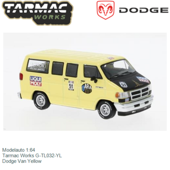 Modelauto 1:64 | Tarmac Works G-TL032-YL | Dodge Van Yellow