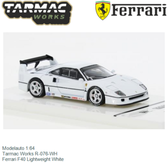 Modelauto 1:64 | Tarmac Works R-076-WH | Ferrari F40 Lightweight White