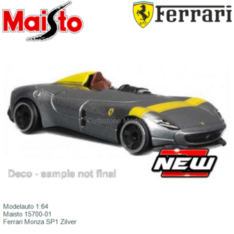 Modelauto 1:64 | Maisto 15700-01 | Ferrari Monza SP1 Zilver