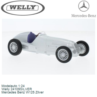 Modelauto 1:24 | Welly 24109SILVER | Mercedes Benz W125 Zilver