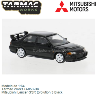 Modelauto 1:64 | Tarmac Works G-050-BK | Mitsubishi Lancer GSR Evolution 3 Black