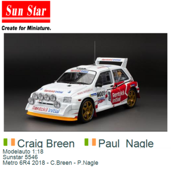 Modelauto 1:18 | Sunstar 5546 | Metro 6R4 2018 - C.Breen - P.Nagle