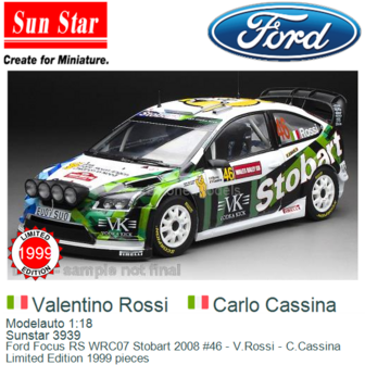 Modelauto 1:18 | Sunstar 3939 | Ford Focus RS WRC07 Stobart 2008 #46 - V.Rossi - C.Cassina