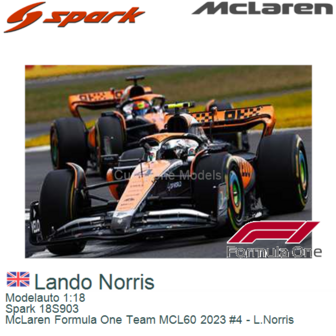 Modelauto 1:18 | Spark 18S903 | McLaren Formula One Team MCL60 2023 #4 - L.Norris