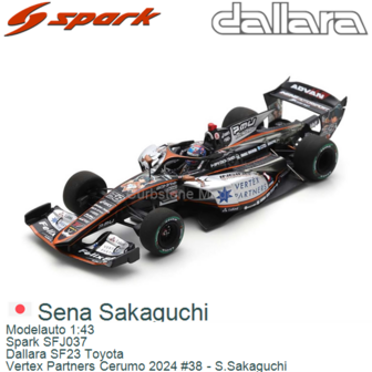 Modelauto 1:43 | Spark SFJ037 | Dallara SF23 Toyota | Vertex Partners Cerumo 2024 #38 - S.Sakaguchi