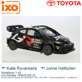 Modelauto 1:43 | IXO-Models 18RMC206.22 | Toyota Gazoo Racing GR Yaris Rally1 WRC 2024 #69 - K.Rovanper&amp;#228; - J.Halttunen