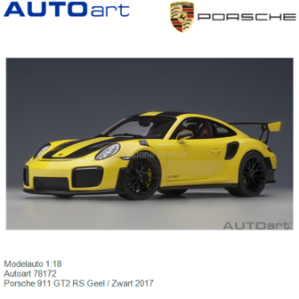 Modelauto 1:18 | Autoart 78172 | Porsche 911 GT2 RS Geel / Zwart 2017