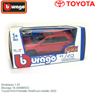 Modelauto 1:43 | Bburago 18-30466RED | Toyota RAV4 Metallic RedRood metallic 2022