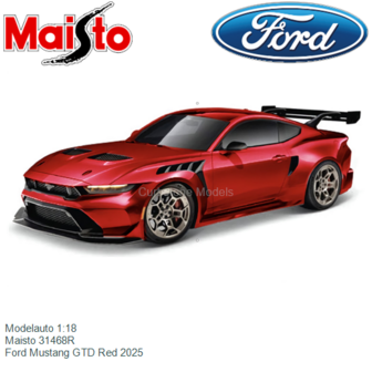 Modelauto 1:18 | Maisto 31468R | Ford Mustang GTD Red 2025