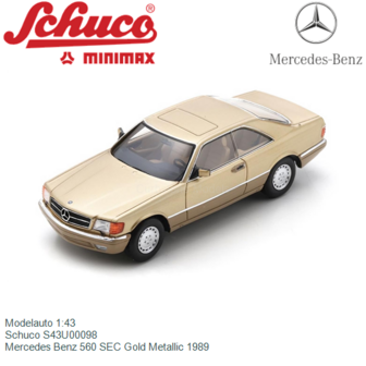 Modelauto 1:43 | Schuco S43U00098 | Mercedes Benz 560 SEC Gold Metallic 1989