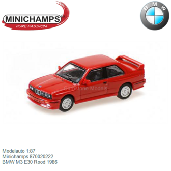 Modelauto 1:87 | Minichamps 870020222 | BMW M3 E30 Rood 1986