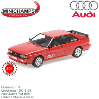 Modelauto 1:18 | Minichamps 155016124 | Audi Quattro Red 1980