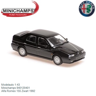 Modelauto 1:43 | Minichamps 940120401 | Alfa Romeo 155 Zwart 1992