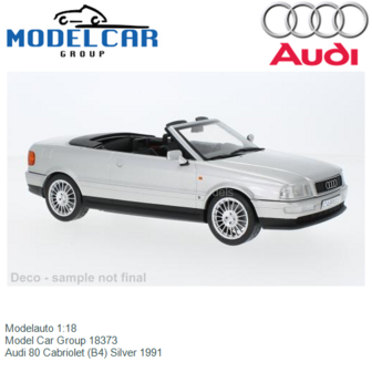 Modelauto 1:18 | Model Car Group 18373 | Audi 80 Cabriolet (B4) Silver 1991