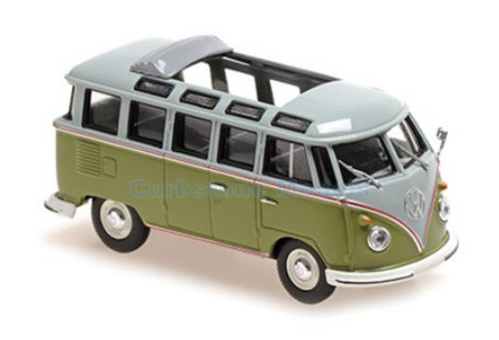 Modelauto 1:43 | Minichamps 940052300 | Volkswagen Samba Bus Grijs / Groen 1961