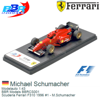 Modelauto 1:43 | BBR Models BBRCS001 | Scuderia Ferrari F310 1996 #1 - M.Schumacher