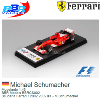 Modelauto 1:43 | BBR Models BBRCS002 | Scuderia Ferrari F2002 2002 #1 - M.Schumacher