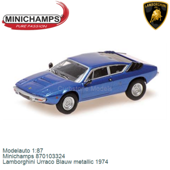 Modelauto 1:87 | Minichamps 870103324 | Lamborghini Urraco Blauw metallic 1974