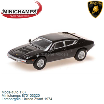 Modelauto 1:87 | Minichamps 870103320 | Lamborghini Urraco Zwart 1974