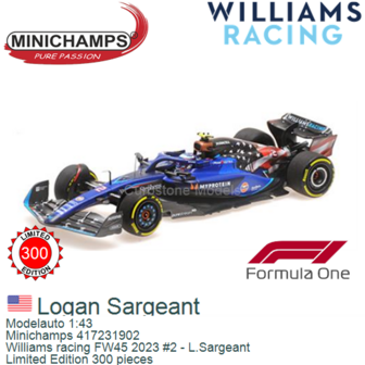 Modelauto 1:43 | Minichamps 417231902 | Williams racing FW45 2023 #2 - L.Sargeant