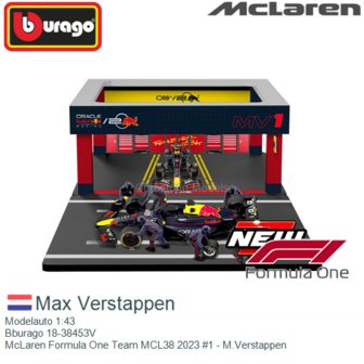 Modelauto 1:43 | Bburago 18-38453V | McLaren Formula One Team MCL38 2023 #1 - M.Verstappen