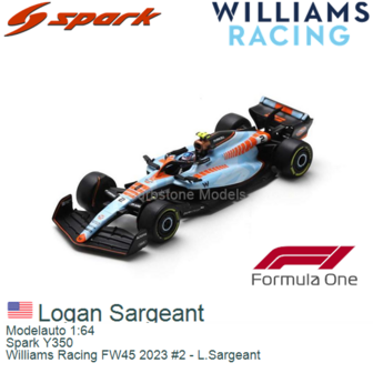 Modelauto 1:64 | Spark Y350 | Williams Racing FW45 2023 #2 - L.Sargeant