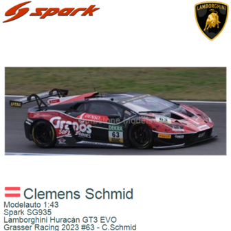 Modelauto 1:43 | Spark SG935 | Lamborghini Hurac&aacute;n GT3 EVO | Grasser Racing 2023 #63 - C.Schmid