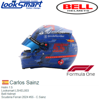 Helm 1:5 | Looksmart LSHEL003 | Bell Helmet | Scuderia Ferrari 2024 #55 - C.Sainz