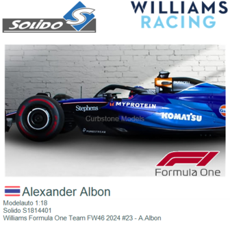 Modelauto 1:18 | Solido S1814401 | Williams Formula One Team FW46 2024 #23 - A.Albon