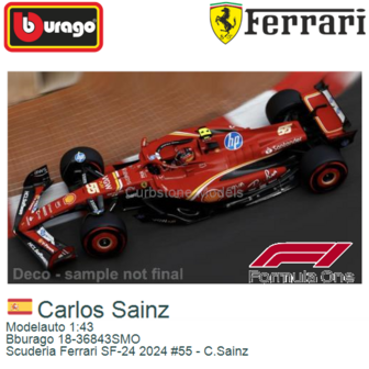 Modelauto 1:43 | Bburago 18-36843SMO | Scuderia Ferrari SF-24 2024 #55 - C.Sainz