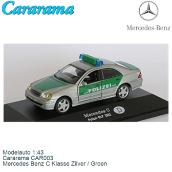 Modelauto 1:43 | Cararama CAR003 | Mercedes Benz C Klasse Zilver / Groen