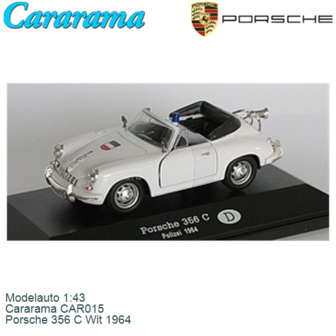 Modelauto 1:43 | Cararama CAR015 | Porsche 356 C Wit 1964