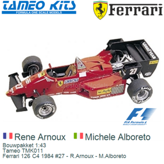 Bouwpakket 1:43 | Tameo TMK011 | Ferrari 126 C4 1984 #27 - R.Arnoux - M.Alboreto