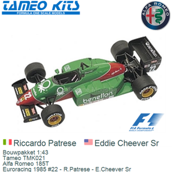 Bouwpakket 1:43 | Tameo TMK021 | Alfa Romeo 185T | Euroracing 1985 #22 - R.Patrese - E.Cheever Sr