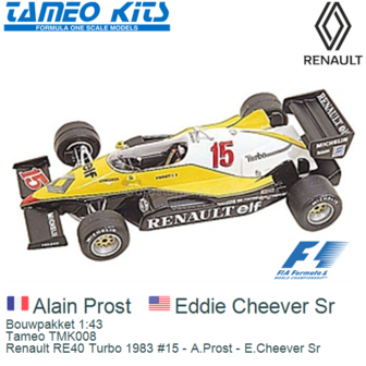 Bouwpakket 1:43 | Tameo TMK008 | Renault RE40 Turbo 1983 #15 - A.Prost - E.Cheever Sr