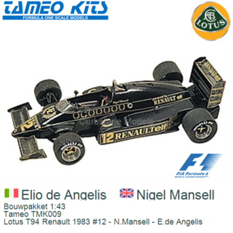 Bouwpakket 1:43 | Tameo TMK009 | Lotus T94 Renault 1983 #12 - N.Mansell - E.de Angelis