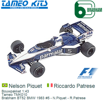 Bouwpakket 1:43 | Tameo TMK010 | Brabham BT52 BMW 1983 #5 - N.Piquet - R.Patrese