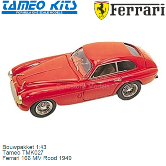 Bouwpakket 1:43 | Tameo TMK027 | Ferrari 166 MM Rood 1949