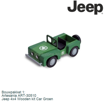 Bouwpakket 1: | Artesania ART-30510 | Jeep 4x4 Wooden kit Car Groen